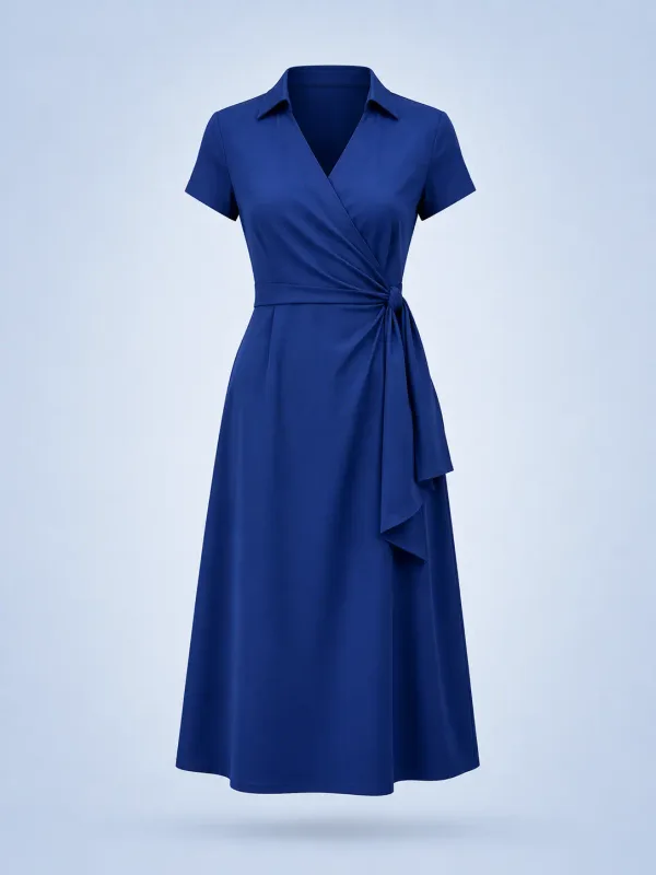 Vestido Midi Transpassado - Grade com Foto da Cor